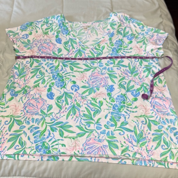 Lilly Pulitzer Floral Short Sleeve Tee - Blue and Green - Picture 3 of 4
